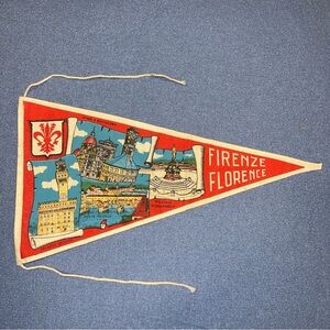 Vintage souvenir pennant from Florence Firenze Italy 10 1/2" X 6"
